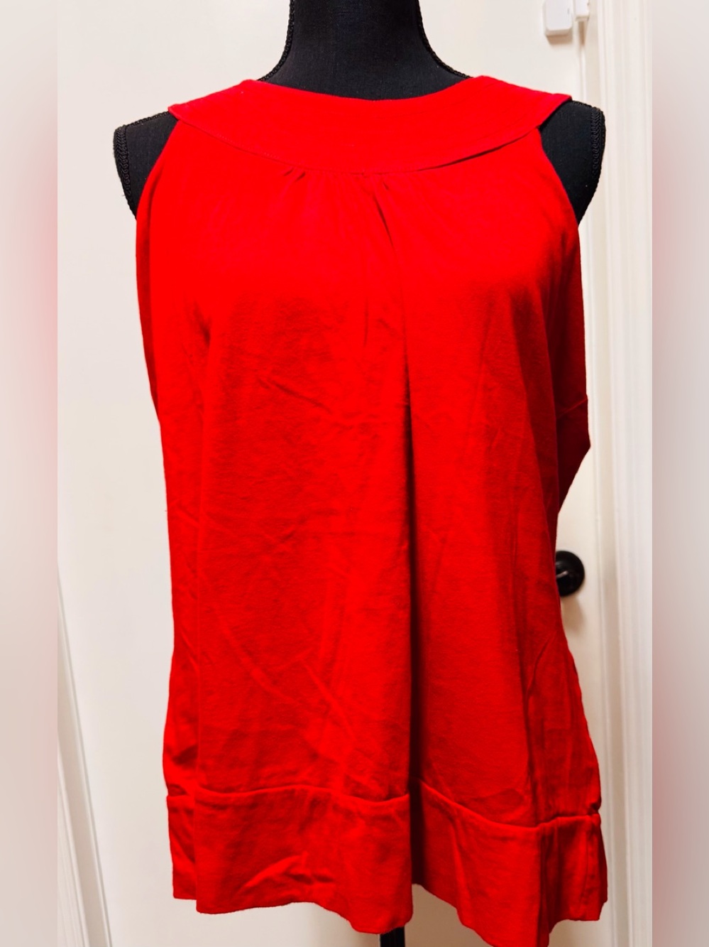 a.n.a Red Sleeveless Tank with Pleat Detail